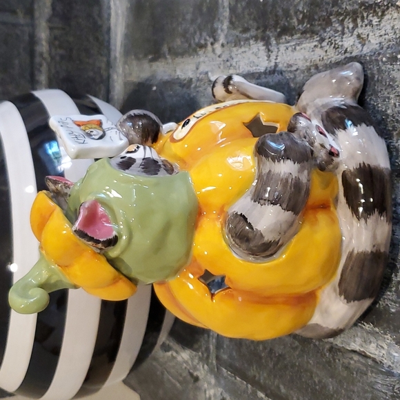 Blue Sky Clayworks Halloween Pumpkin Cat "kitty pops" tea light holder luminary - Picture 4 of 7